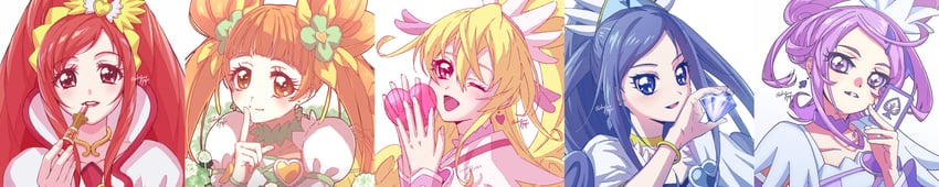 hishikawa rikka, aida mana, kenzaki makoto, yotsuba alice, cure heart, and 5 more (precure and 1 more) drawn by suzumi_yufu