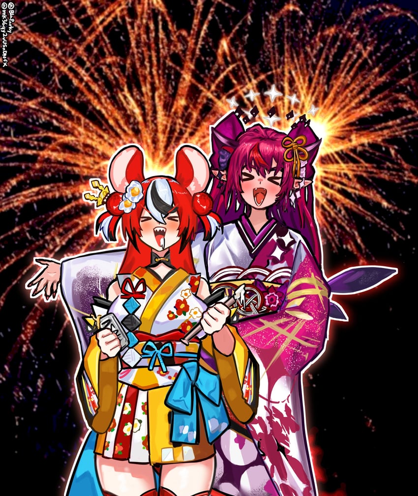 hakos baelz and irys (hololive and 1 more) drawn by blaparky