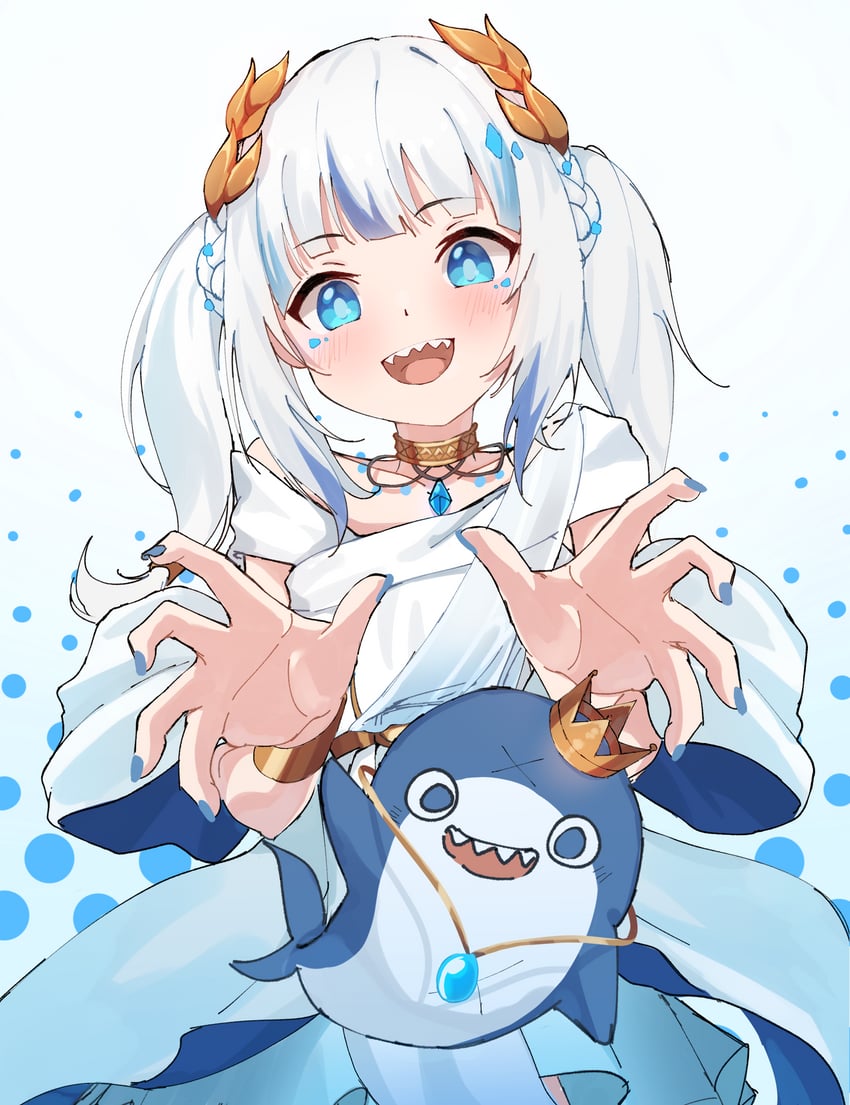 gawr gura and bloop (hololive and 1 more) drawn by wep16night
