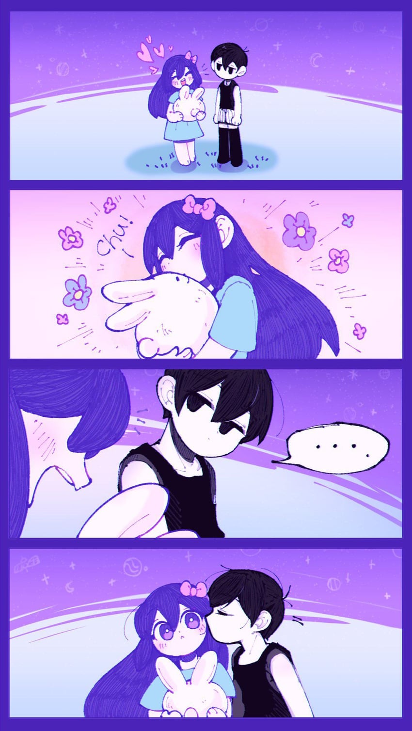 omori, aubrey, and forest bunny (omori) drawn by morivivi3