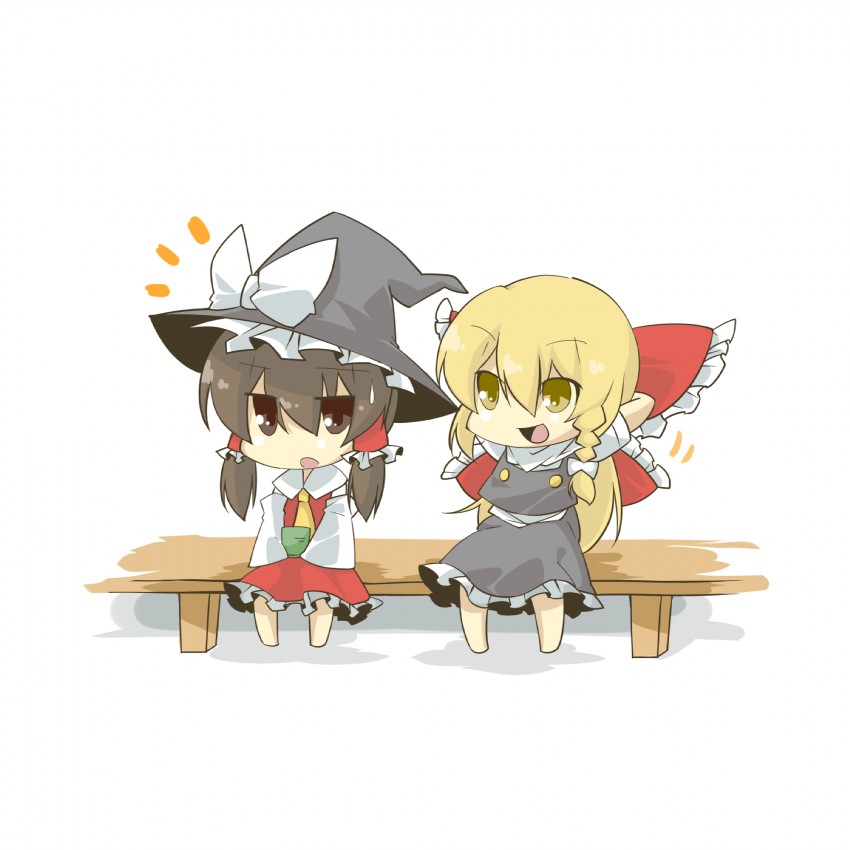 hakurei reimu and kirisame marisa (touhou) drawn by eiri_(eirri)
