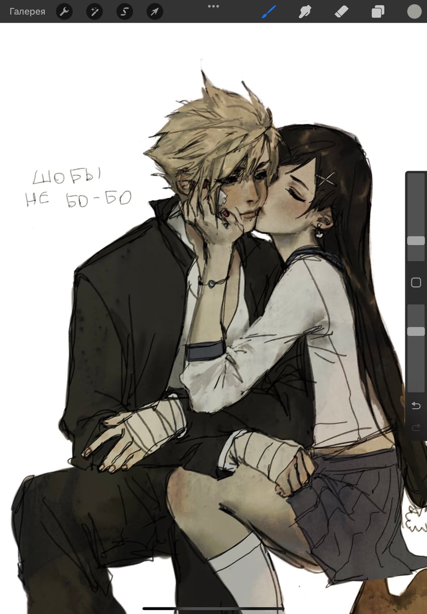 tifa lockhart and cloud strife (final fantasy and 2 more) drawn by lockh4rtsslvt