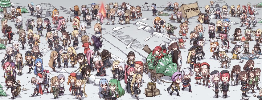 hk416, ump45, wa2000, ump9, springfield, and 120 more (girls' frontline) drawn by a_bao