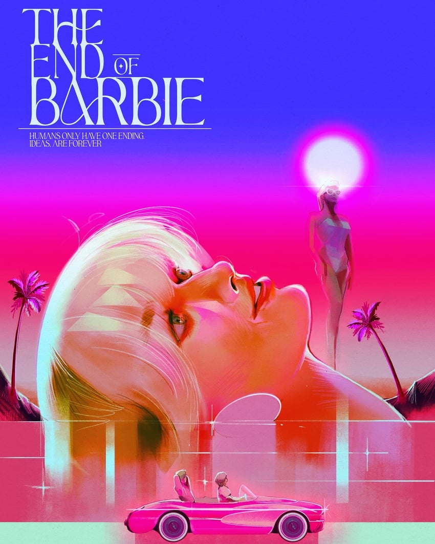 barbie, stereotypical barbie, ryan gosling, ken, and margot robbie (neon genesis evangelion and 2 more) drawn by thatstephc