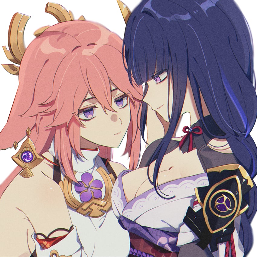 raiden shogun and yae miko (genshin impact) drawn by nekoshin_kagari