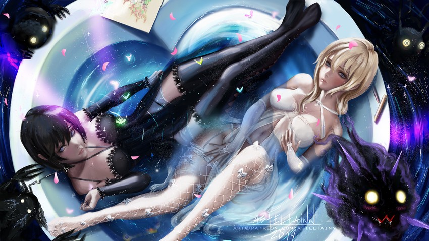 xion, namine, shadow, and neoshadow (kingdom hearts) drawn by anastasia_(asteltainn)