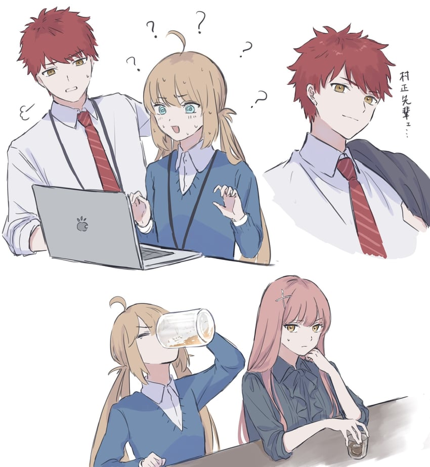artoria pendragon, emiya shirou, artoria caster, medb, senji muramasa, and 1 more (fate and 1 more) drawn by mmgmde