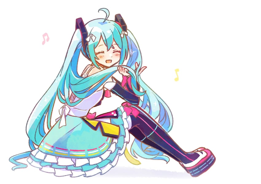 hatsune miku and magical mirai miku (vocaloid and 1 more) drawn by aoiyui