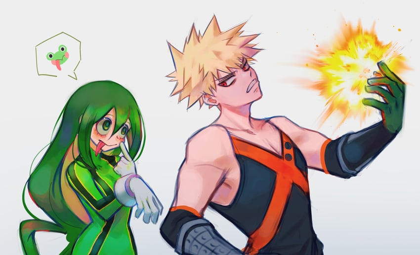 bakugou katsuki and asui tsuyu (boku no hero academia) drawn by unit0