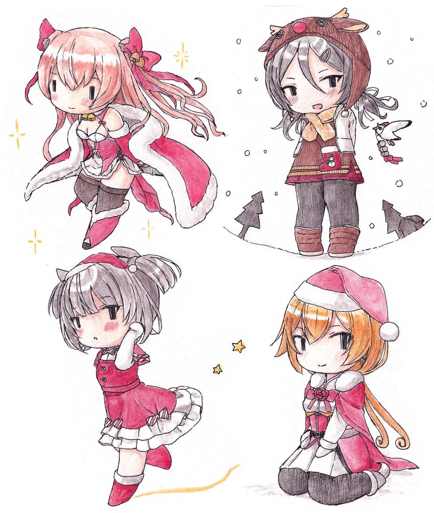 inagi, johnston, i-36, inagi kai ni, and valiant (kantai collection) drawn by poipoi_purin