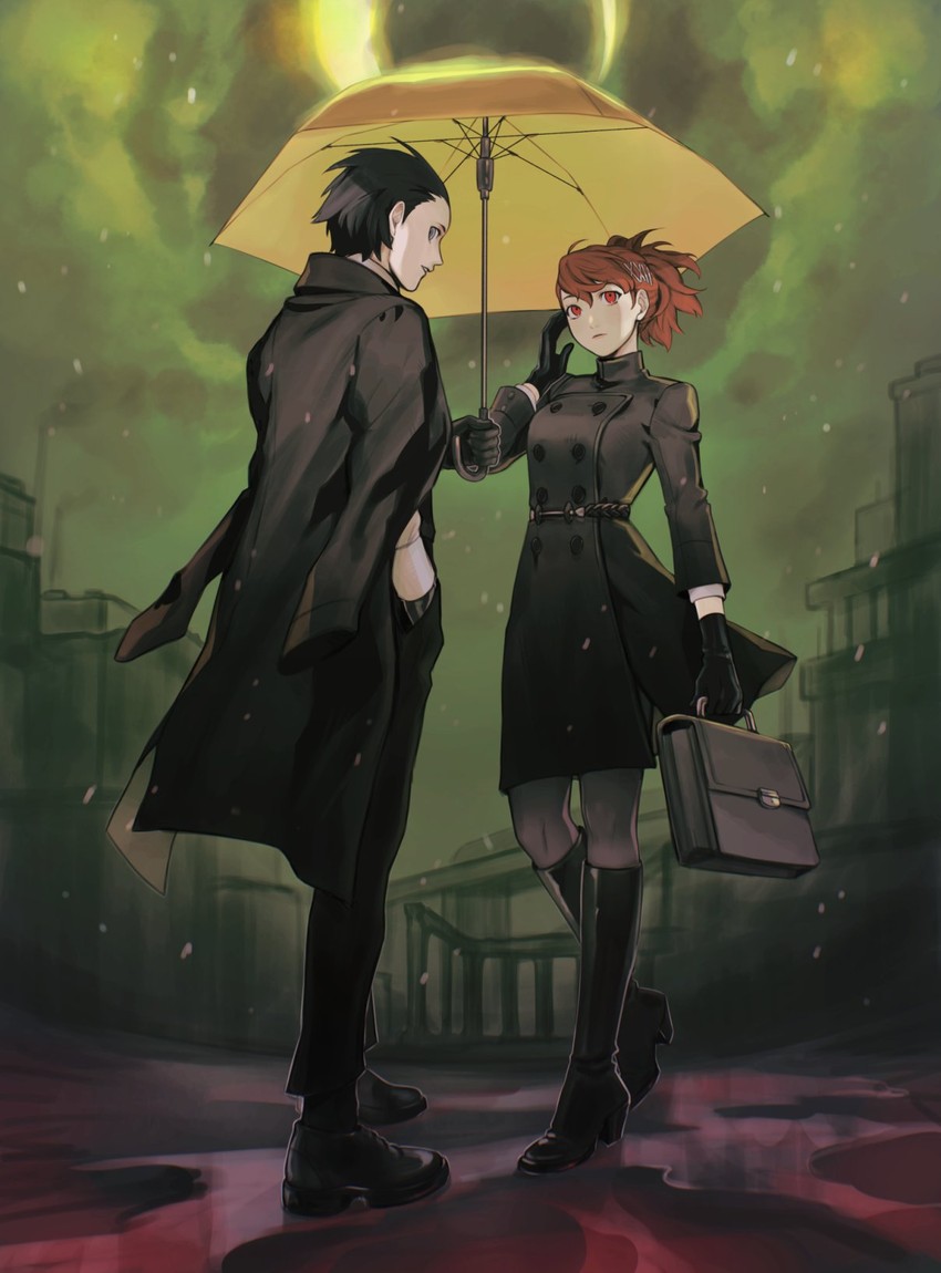 shiomi kotone and mochizuki ryouji (persona and 2 more) drawn by neekosiah