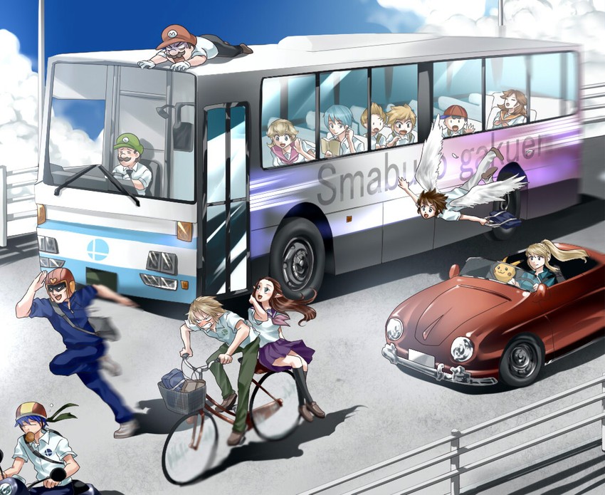 link, pikachu, princess zelda, princess peach, samus aran, and 10 more (pokemon and 12 more) drawn by wasabi_(legemd)