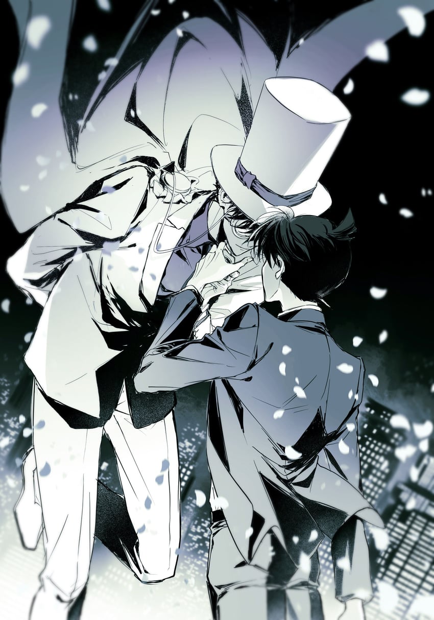 kudou shin'ichi and kaitou kid (meitantei conan and 1 more) drawn by riceko