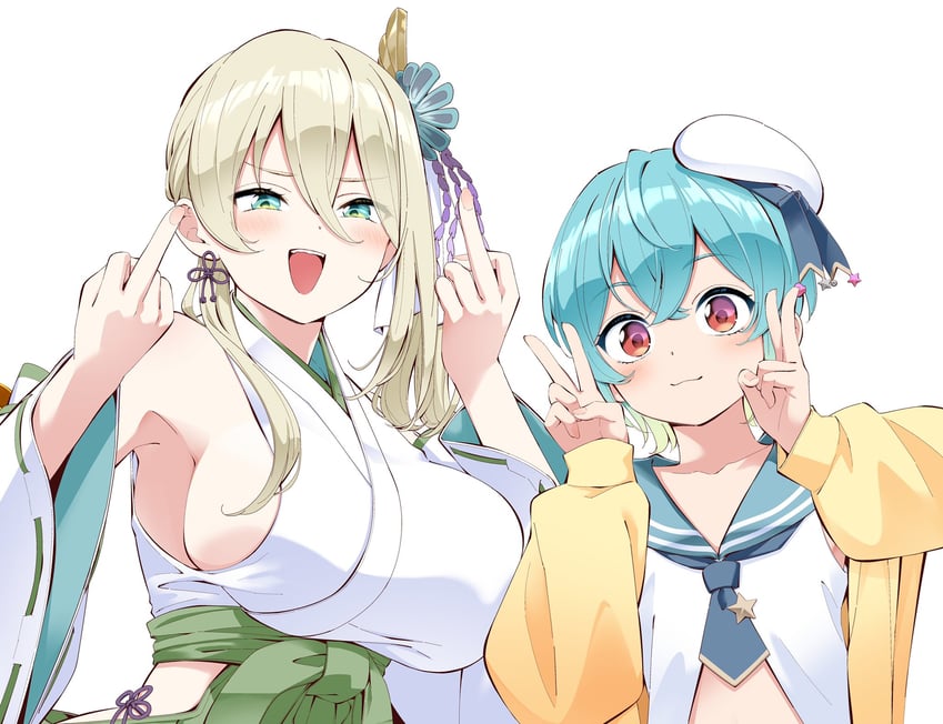 nanamiya nako and excel iruka (indie virtual youtuber) drawn by yamasaki_natsuki