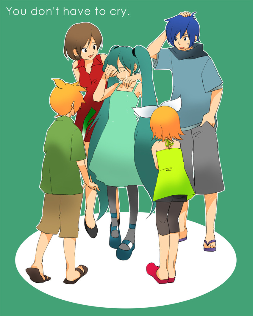 hatsune miku, kagamine rin, kagamine len, kaito, and meiko (vocaloid) drawn by hero_(dka)