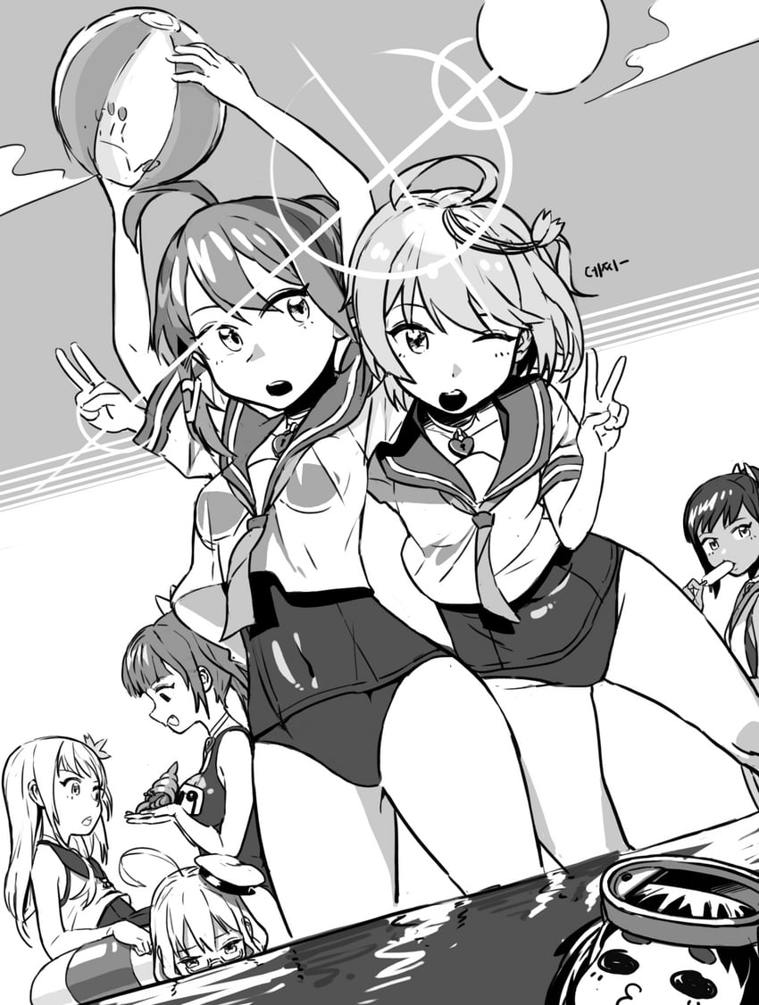 ro-500, i-19, i-58, i-401, i-8, and 2 more (kantai collection) drawn by gom_(kooskoo)