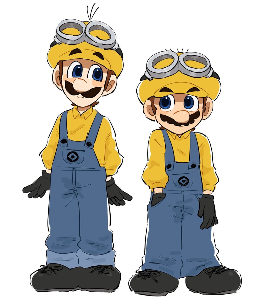 mario, luigi, and minion (mario and 1 more) drawn by mimimi_(mimimim9999)