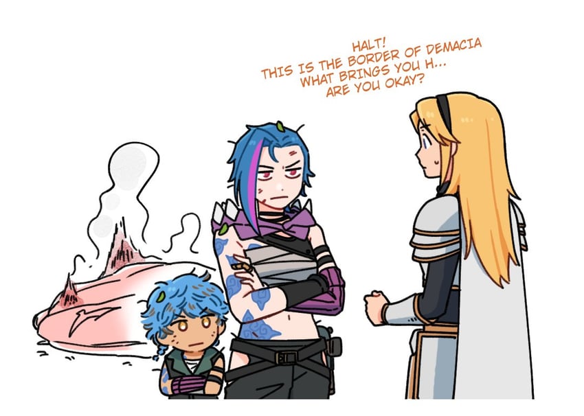 jinx, lux, arcane jinx, isha, and arcane fractured jinx (league of legends and 1 more) drawn by bowwow_(hamju94)