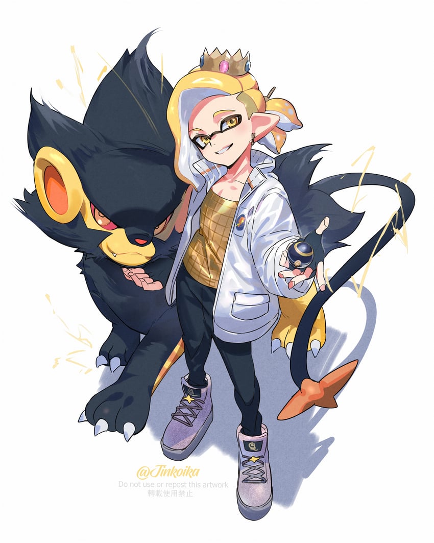 inkling player character, inkling boy, luxray, and ed (pokemon and 1 more) drawn by jinkoika