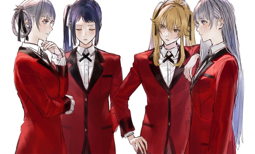 momobami kirari, saotome mary, igarashi sayaka, and momobami ririka (kakegurui) drawn by ccnsbr