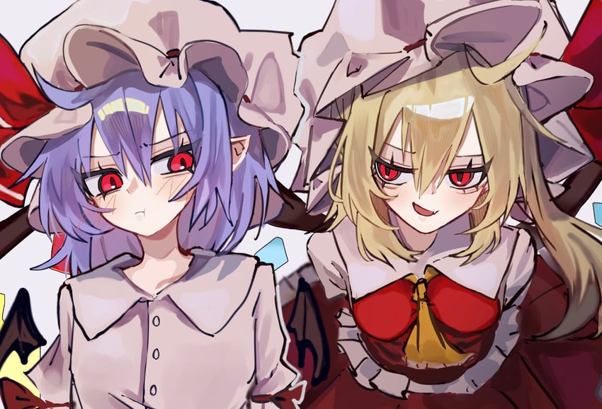 remilia scarlet and flandre scarlet (touhou) drawn by genshi_neki
