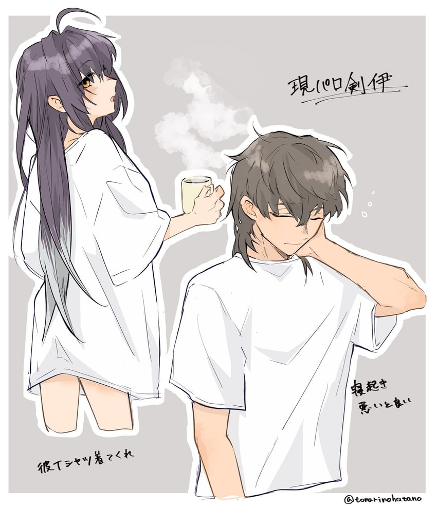 yamato takeru and miyamoto iori (fate and 1 more) drawn by tonarinohatano