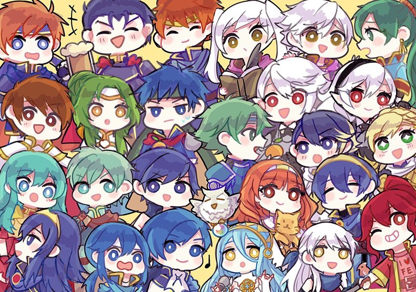 lucina, female corrin, lyn, female robin, ike, and 20 more (fire emblem and 11 more) drawn by faithoala