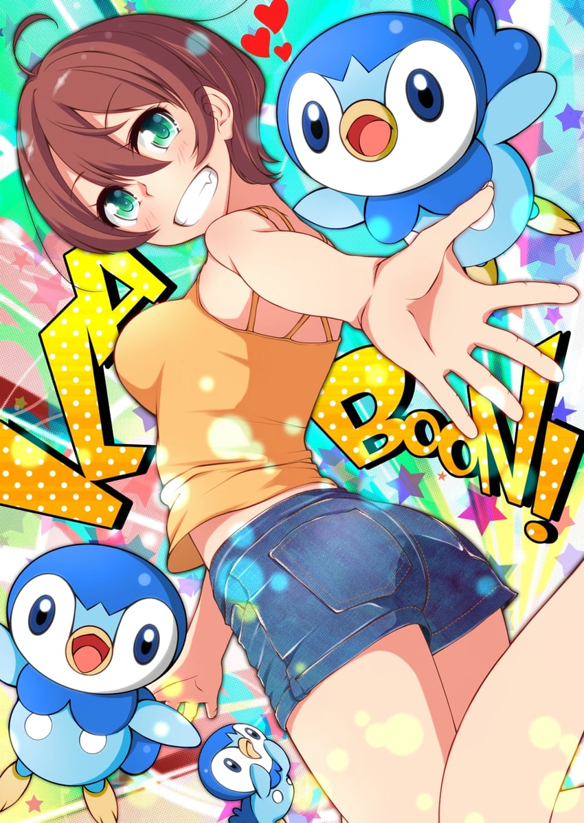 piplup and shinoda hajime (pokemon and 1 more) drawn by chuutaro_metal
