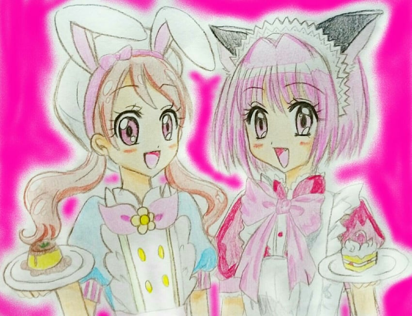 usami ichika, momomiya ichigo, and cure whip (precure and 2 more) drawn by akepi