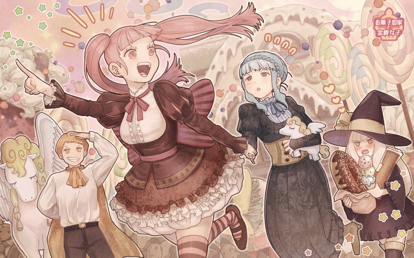 hilda valentine goneril, lysithea von ordelia, marianne von edmund, and leonie pinelli (fire emblem and 1 more) drawn by korokoro_daigorou