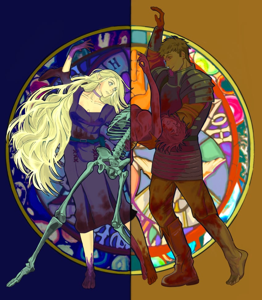 marcille donato, falin touden, and laios touden (dungeon meshi) drawn by sugar_grigri