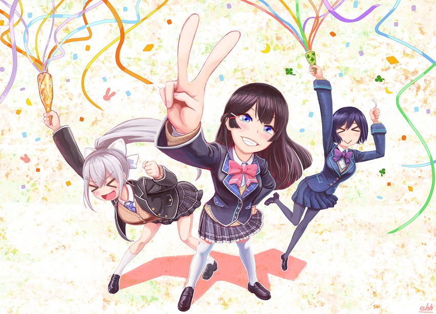 tsukino mito, higuchi kaede, and shizuka rin (nijisanji) drawn by eyeharmheart