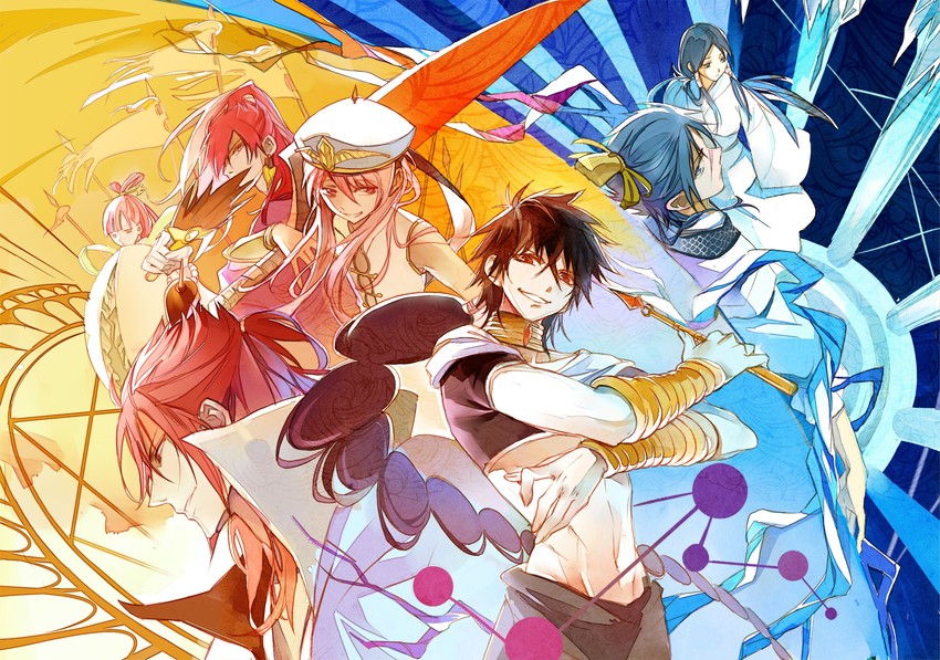 judal, ren kougyoku, ren hakuryuu, ren hakuei, ren kouha, and 2 more (magi the labyrinth of magic) drawn by niaoniaoyoo