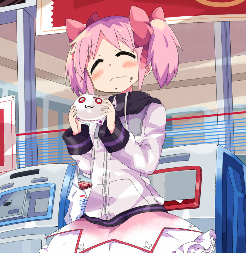 kaname madoka and kyubey (mahou shoujo madoka magica) drawn by kanikama