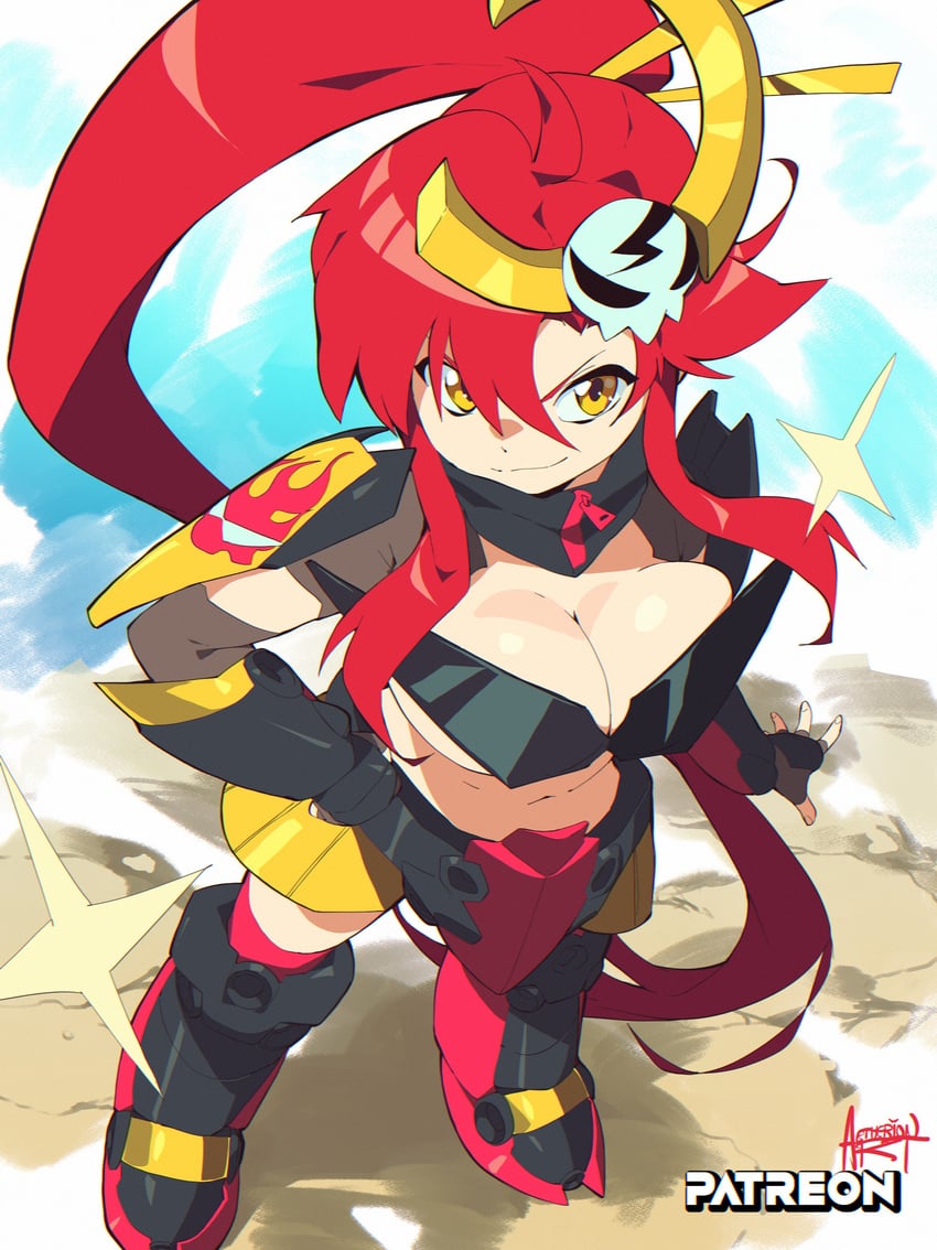 yoko littner and gurren-lagann (tengen toppa gurren lagann) drawn by aetherion