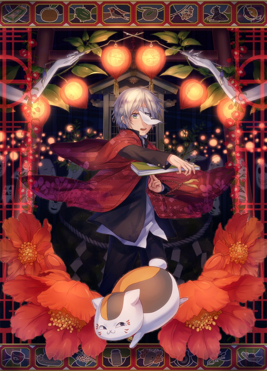 natsume takashi and nyanko-sensei (natsume yuujinchou) drawn by nekotama_(artist)