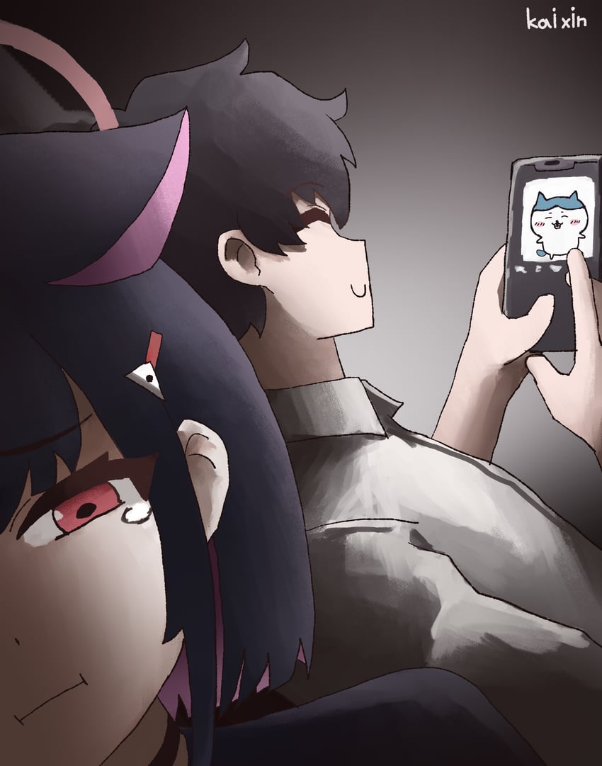 sensei, kazusa, and hachiware (blue archive and 2 more) drawn by kai_xin