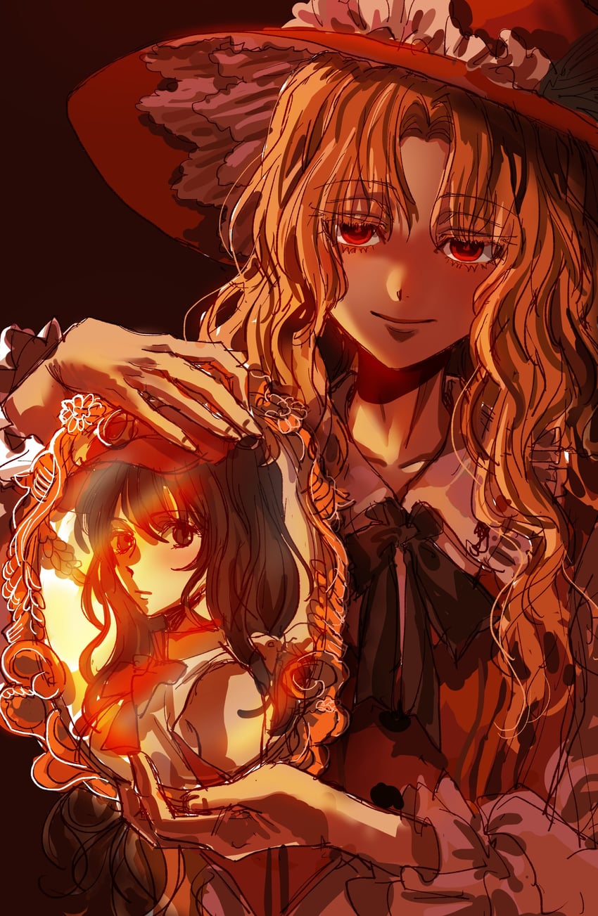jacket girl and label girl (touhou) drawn by kuya_(hey36253625)