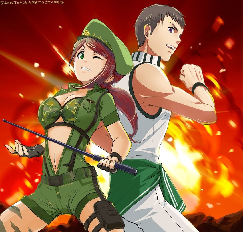 yamato aki and shingen seiji (idolmaster and 2 more) drawn by akirahamu