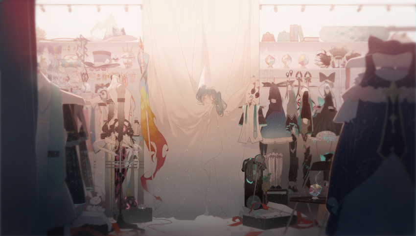 hatsune miku, yuki miku, magical mirai miku, racing miku, and rabbit yukine (vocaloid and 2 more) drawn by rella