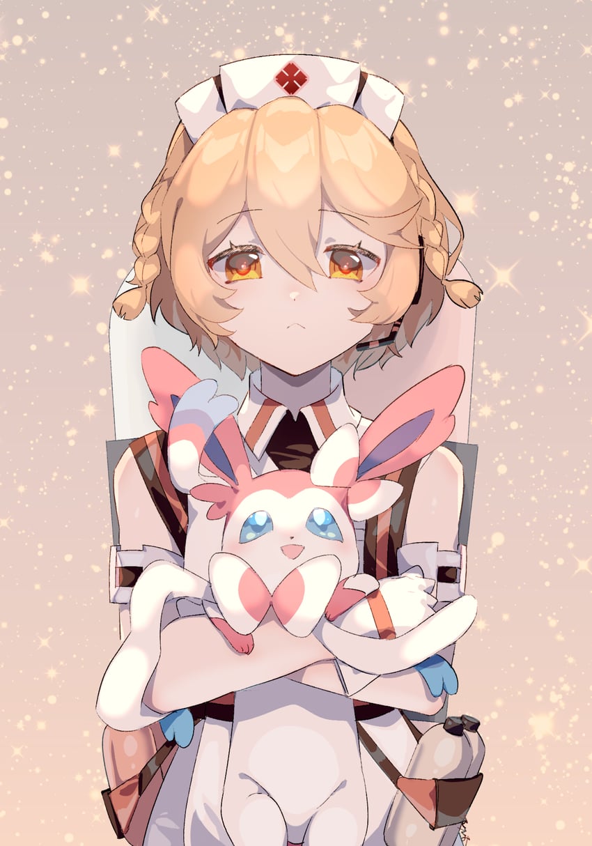 sylveon and nurse robot type t (pokemon and 1 more) drawn by torino_sasami