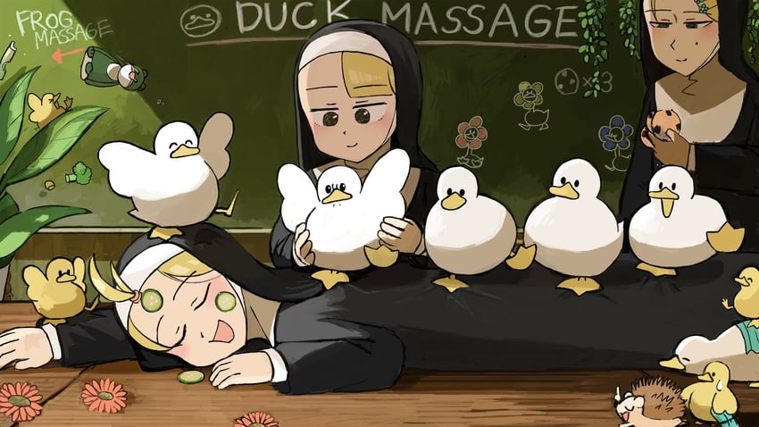 clumsy nun, spicy nun, and strict nun (little nuns) drawn by diva_(hyxpk)