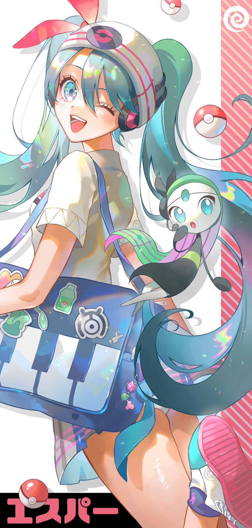 hatsune miku, meloetta, and psychic miku (pokemon and 2 more) drawn by kinakomocci518