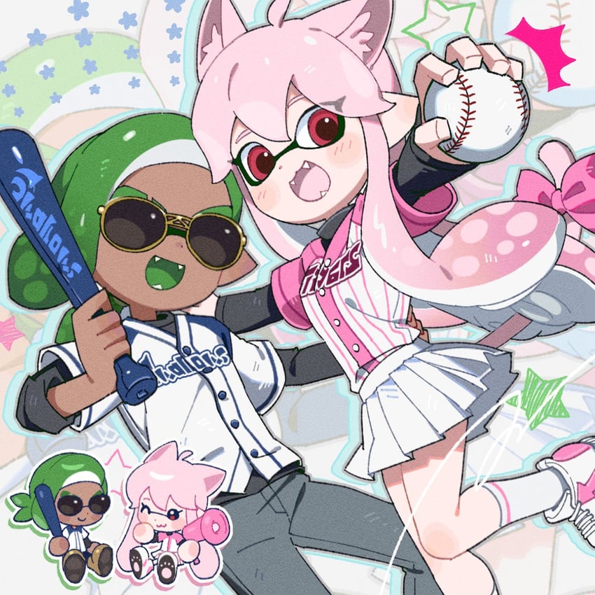 inkling player character, inkling girl, and inkling boy (splatoon) drawn by hg_swdiary