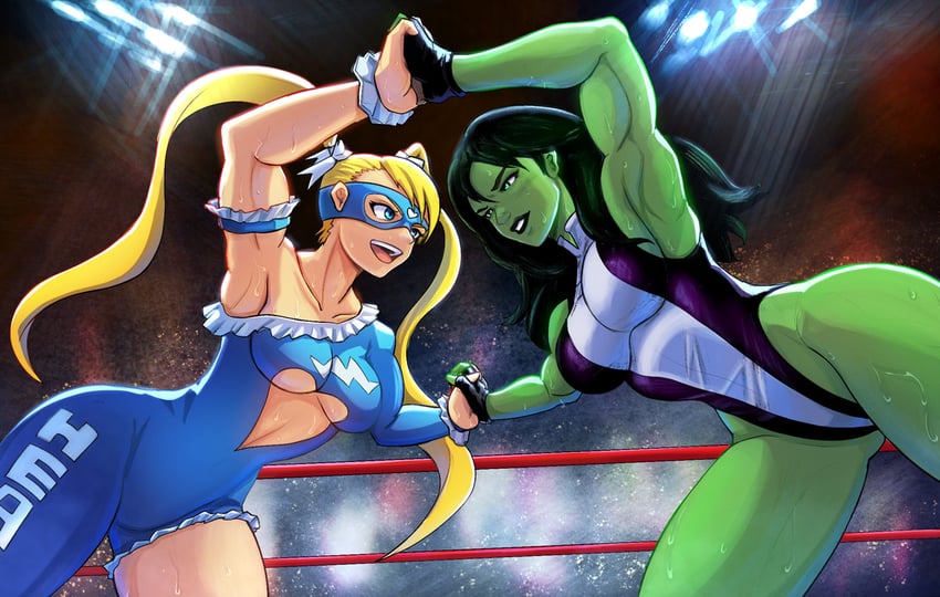 rainbow mika and she-hulk (street fighter and 4 more) drawn by alex_dos_diaz
