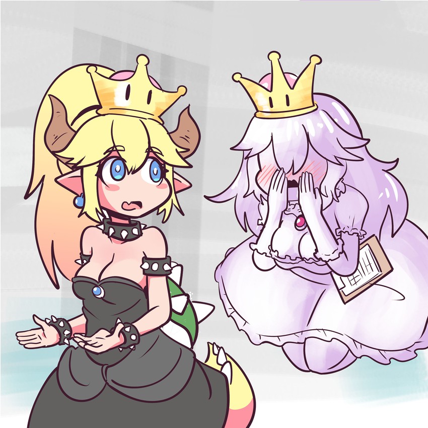 bowsette and princess king boo (mario and 2 more) drawn by gimme2000