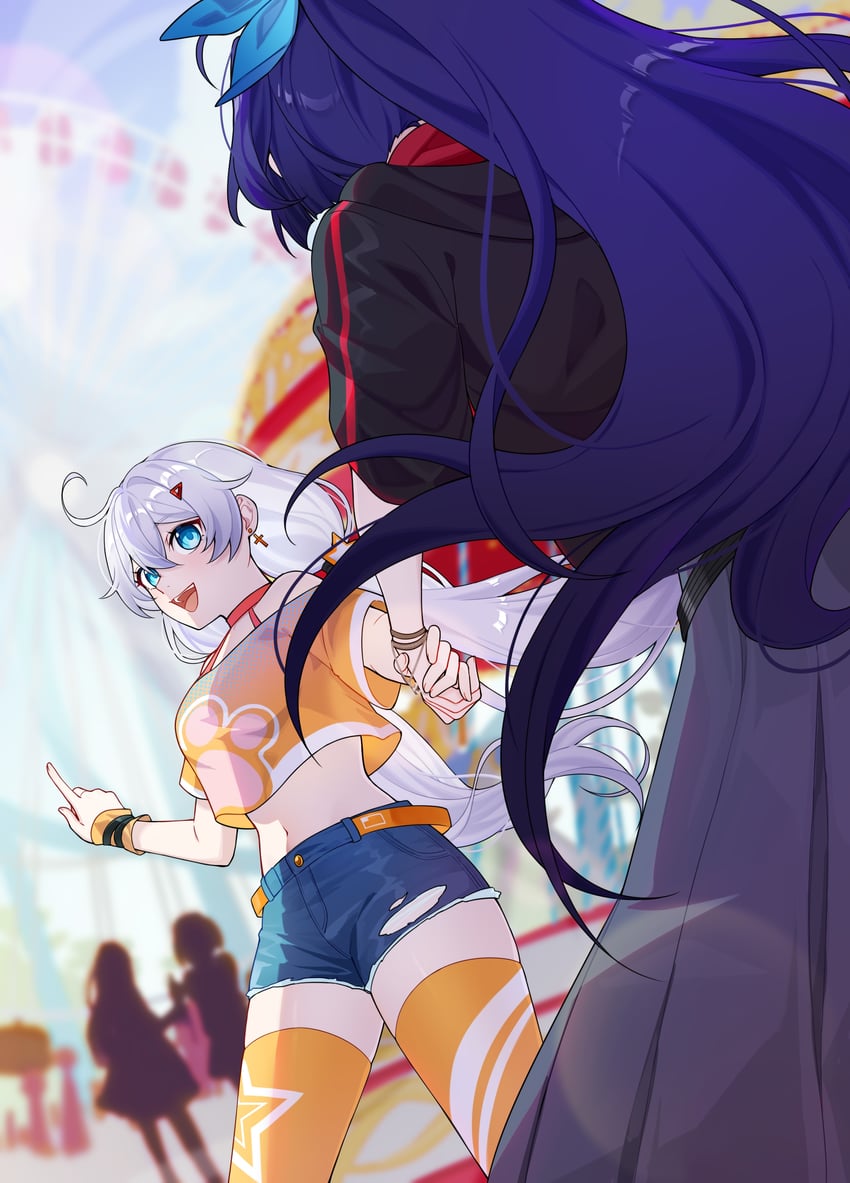 kiana kaslana and raiden mei (honkai and 1 more) drawn by lexingrakukouu