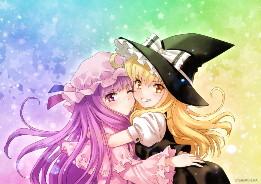 kirisame marisa and patchouli knowledge (touhou) drawn by sato-pon