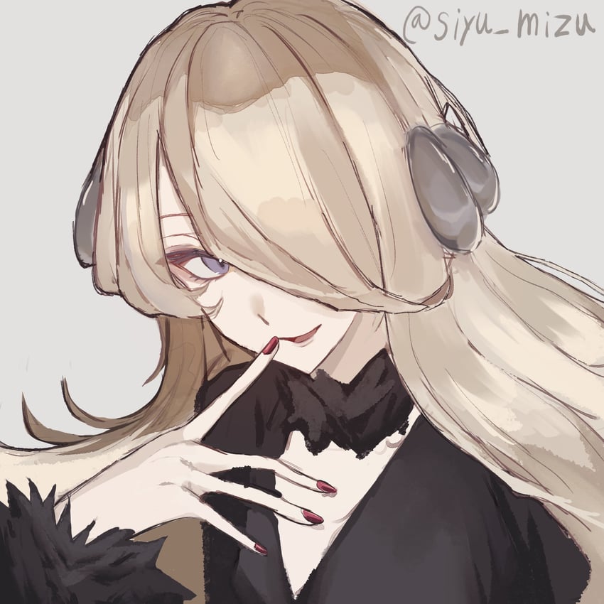 cynthia (pokemon and 1 more) drawn by siyu_mizu