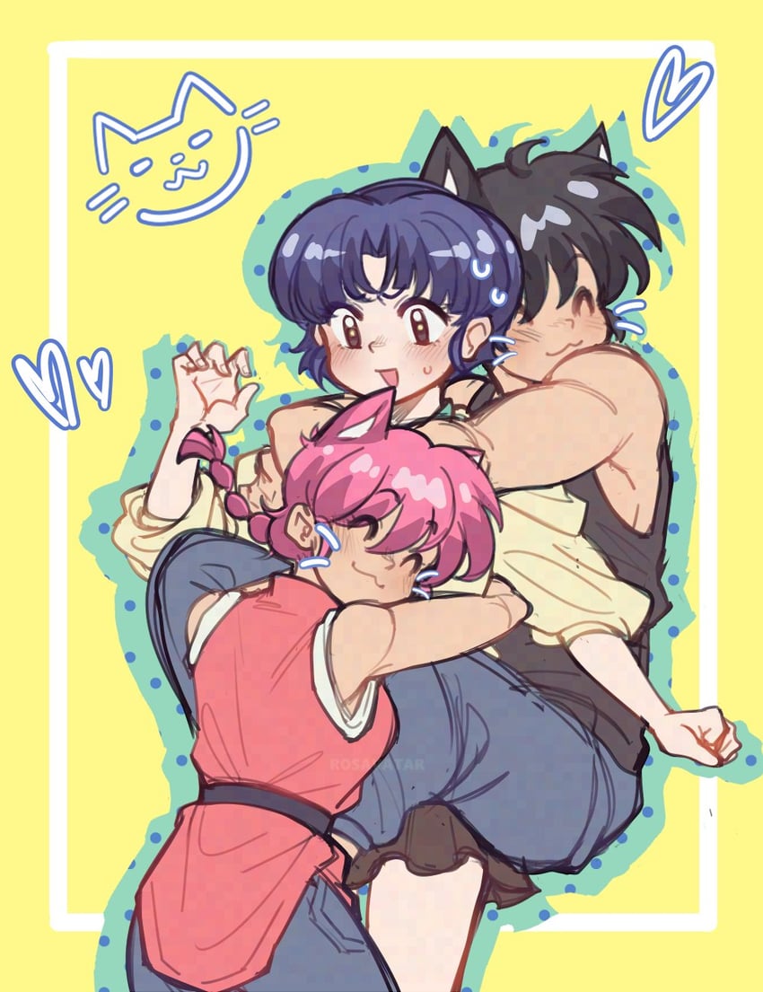 ranma-chan, tendou akane, and saotome ranma (ranma 1/2) drawn by rosavatar1